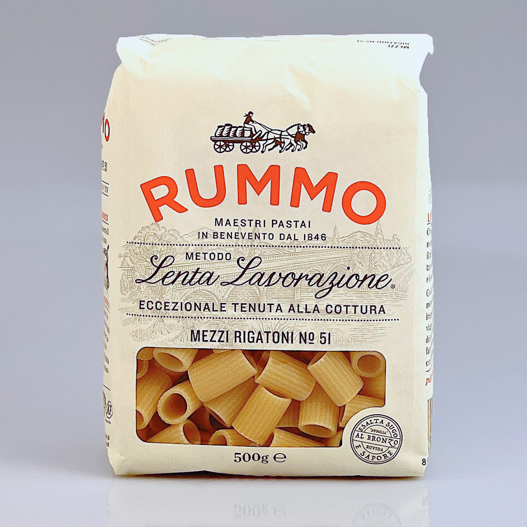 Mezzi Rigatoni Nr. 51 Nudeln aus Hartweizengrieß 500 g Packung - Pasta Rummo