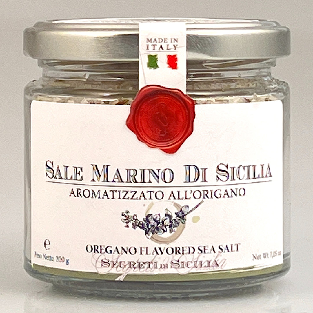 Sale Marino di Sicilia aromatizzato all'origano 200 g im Glas - Cutrera