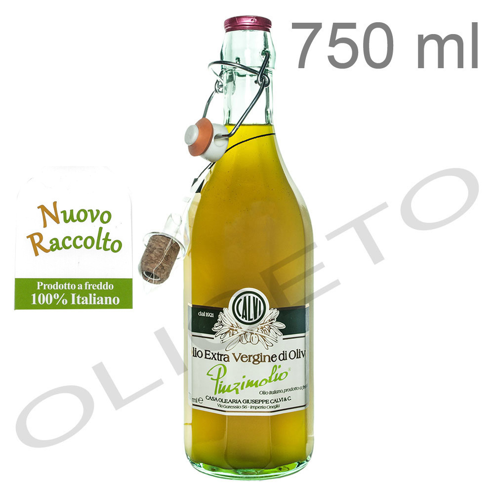 Pinzimolio Olio di Oliva Olivenöl nativ Extra in Klarglasflasche mit Bügelverschluss 750 ml - Calvi