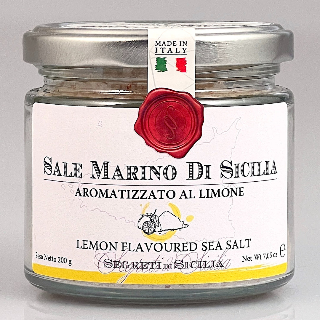 Sale Marino aromatizzato al Limone - Meersalz mit Zitrone 200 g Glas - Cutrera