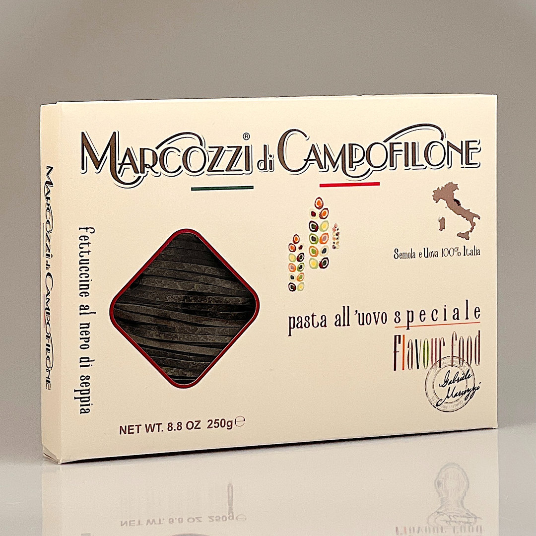 Fettuccine di Campofilone Bandnudeln mit Tintenfischtinte und Ei 250 g Packung - Marcozzi