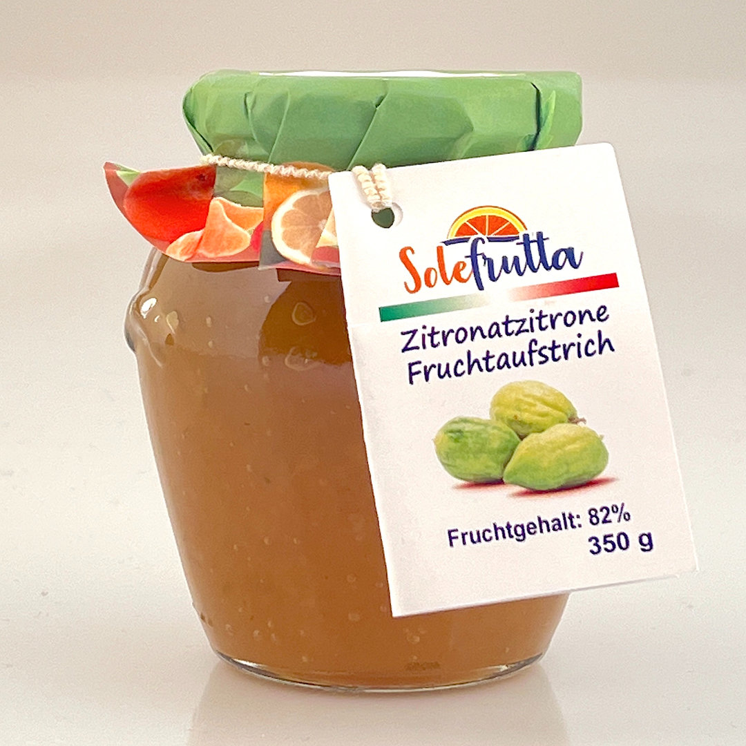 Zitronatzitronen (Cedri) Marmelade 82 % Frucht 350 g Glas - Solefrutta