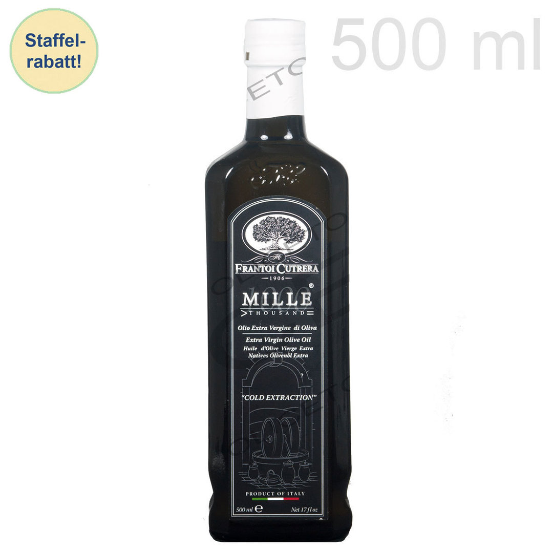 MILLE "1000" Olivenöl nativ Extra sehr reich an Polyphenolen 500 ml - Cutrera