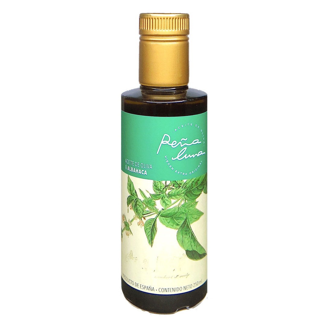 Peña Luna ALBAHACA Olivenöl nativ Extra mit frischem Basilikum 250 ml - Segura & Gómez Ancestral