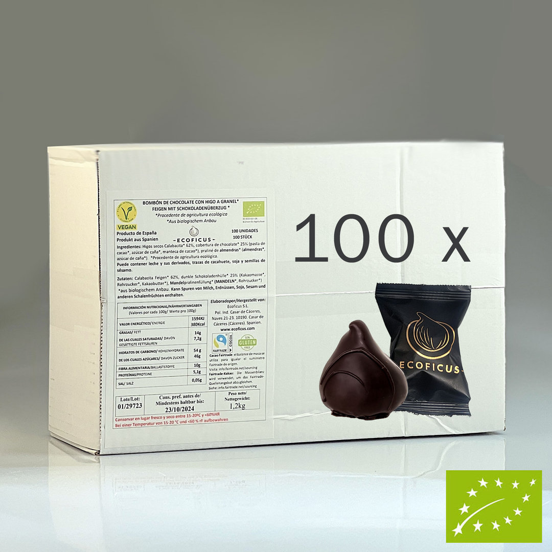 Vegane Bio Feigenpralinen handgemacht Karton mit 100 Stück -  Ecoficus